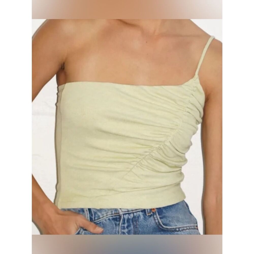 LNA clothing rafael one shoulder ribbed tank green size extra small